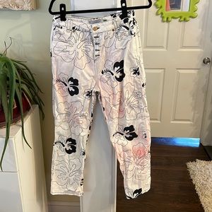 House of Sunny Hibiscus Flower Jeans